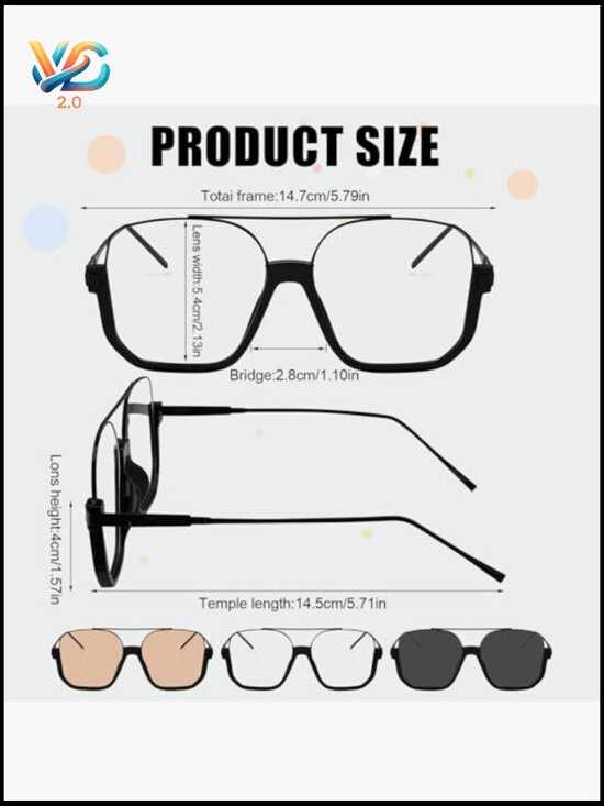 Retro Oversized Aviator Sunglasses Square Semi Rimless Trendy Shades main image 7